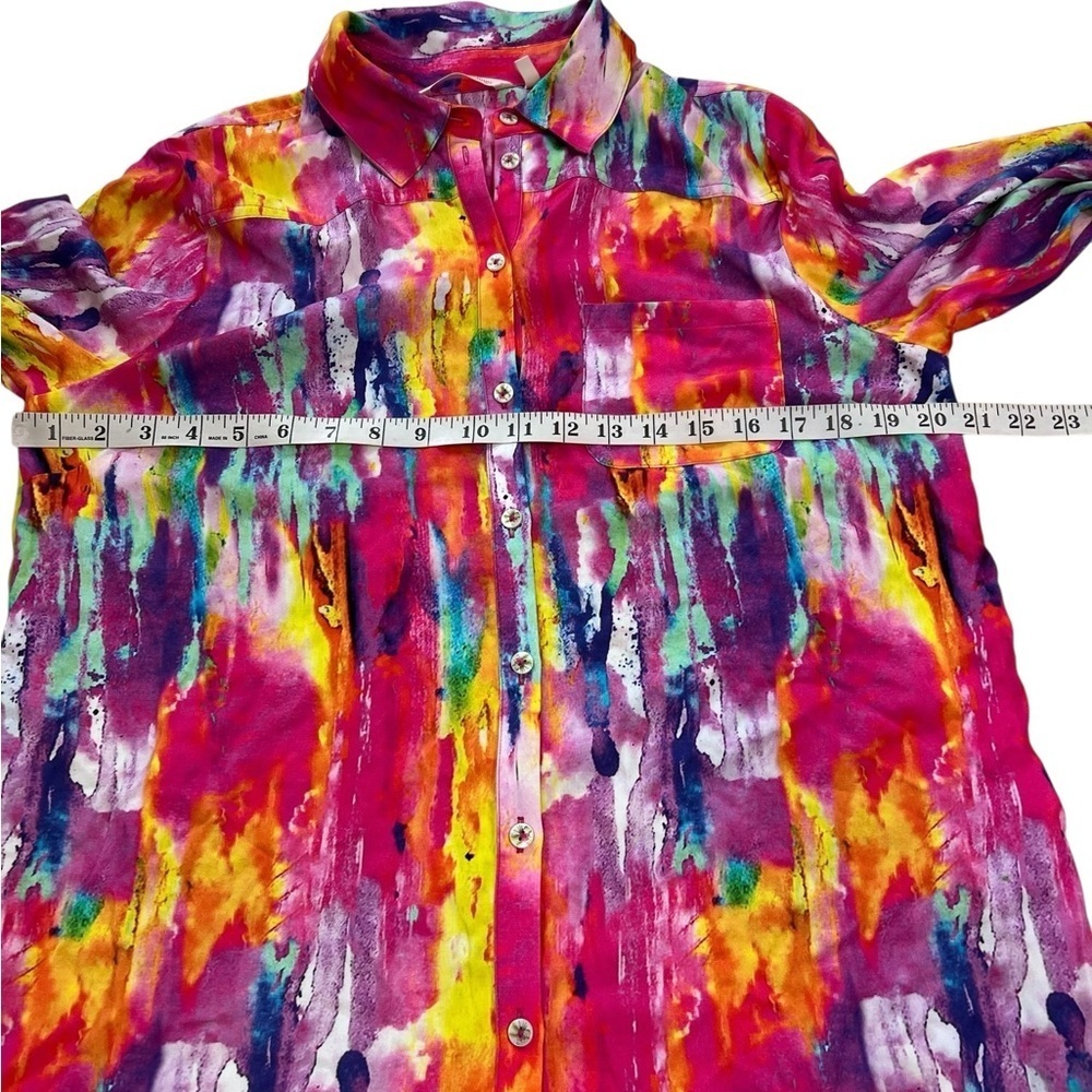 Soft Surroundings PM Festiva Embellished Vibrant Button Front Top Blouse Tunic - Picture 7 of 15